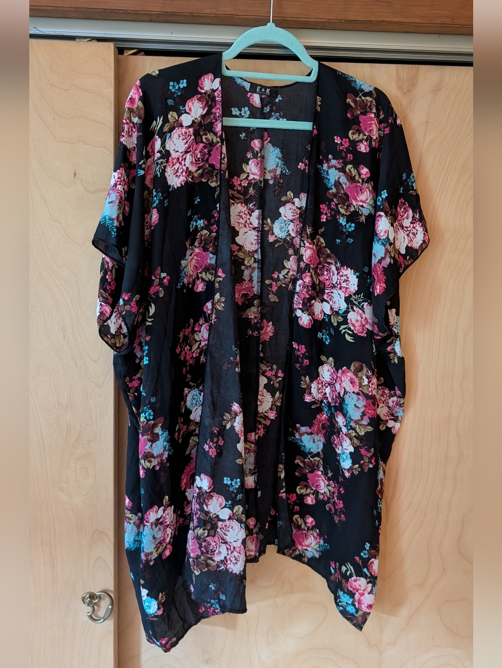 Black Floral Kimono Cover-Up